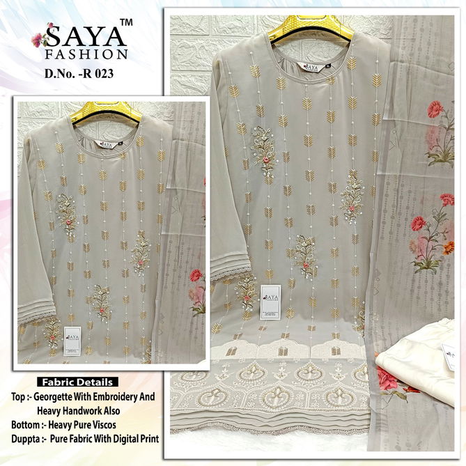 R 023 By Saya Embroidery Georgette Pakistani Readymade Suits Exporters In India
